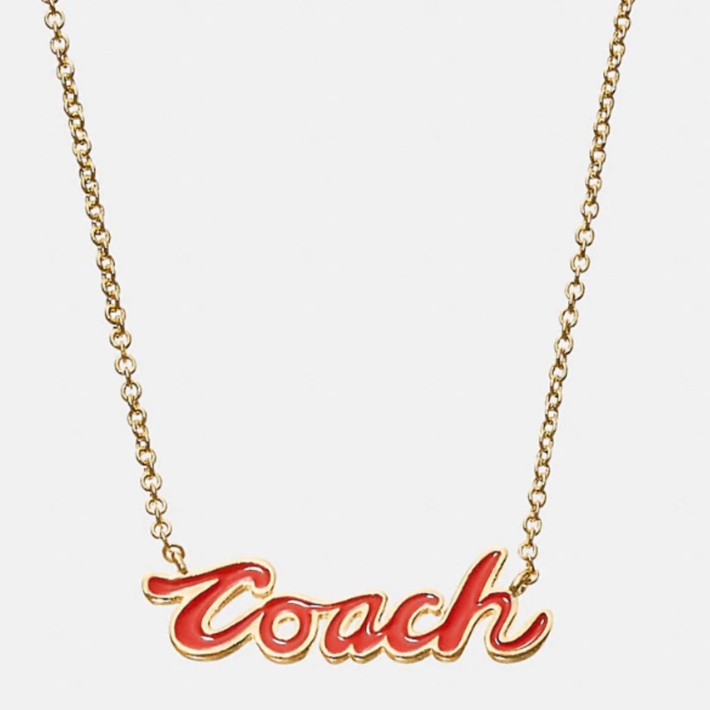 COACH Logo Red/Gold Necklace. New with tags and Coach bag. 2 available